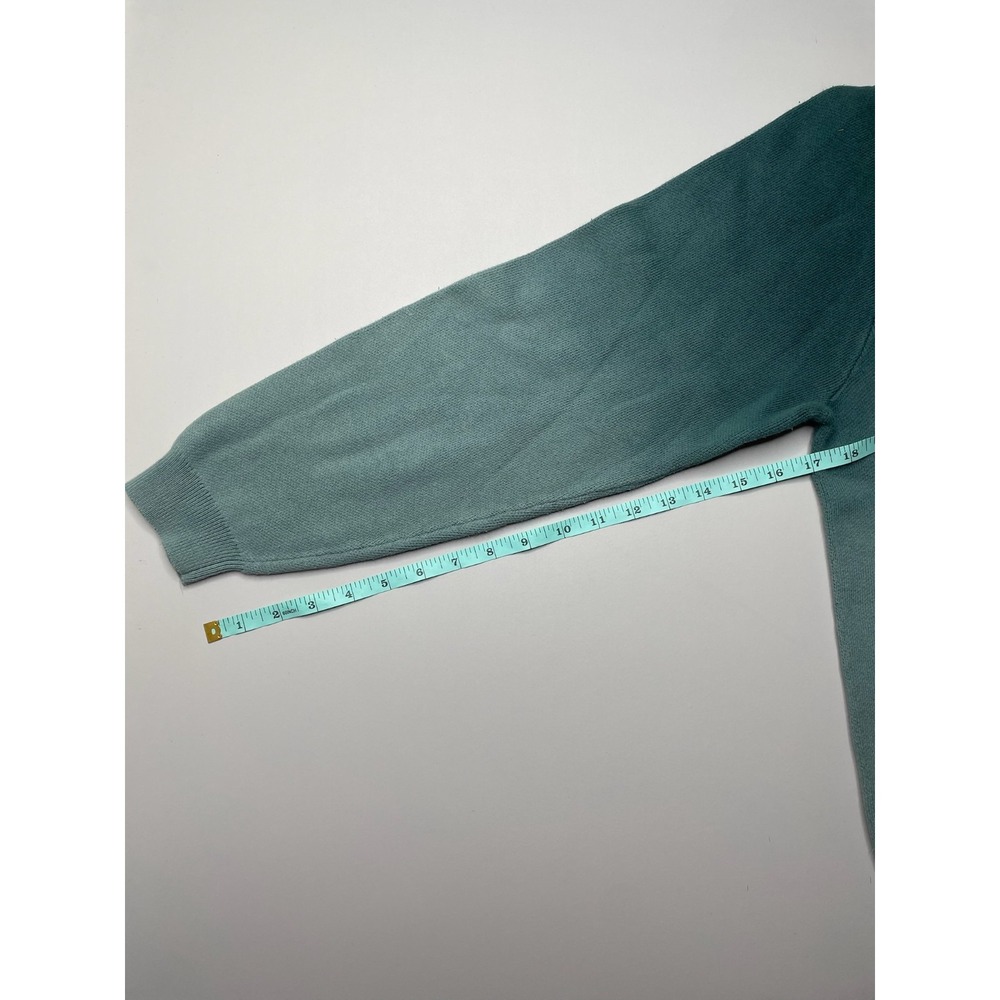 Sinclair University Sweater Mens Medium Teal Ombre Long Sleeve Cotton Top 90s - Picture 10 of 11